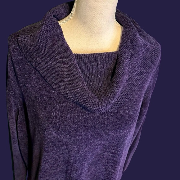 Marks & Spencer Deep Purple Ribbed Chenille Cowl Neck Sweater Plus Size 18 - Picture 3 of 14